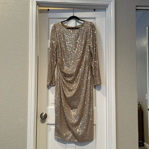 Nanette Laporte gold sequin dress, like new. Size 16. Sparkly and so pretty!